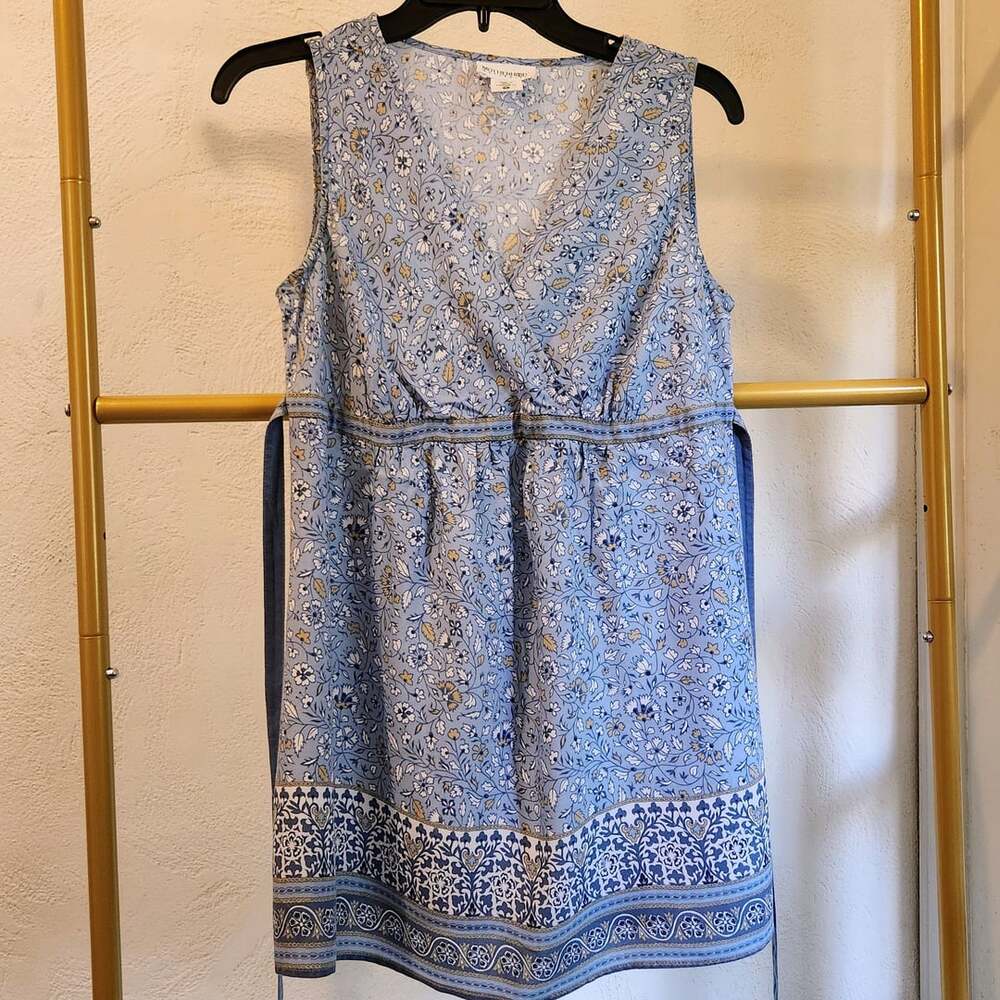 Motherhood Maternity Blue Floral Sleeveless V-Neck Dress Size S